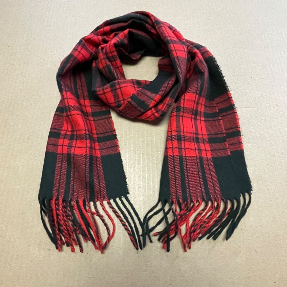 Vintage Christian Dior Cashmaire Red & Black 52x11‎ Plaid Scarf Unisex
